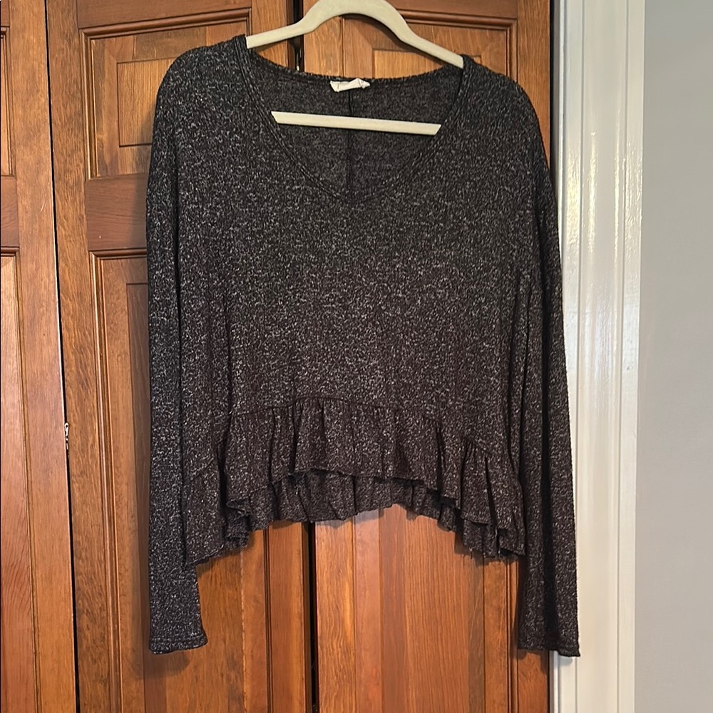 Olivia Rae Gray Ruffled Blouse